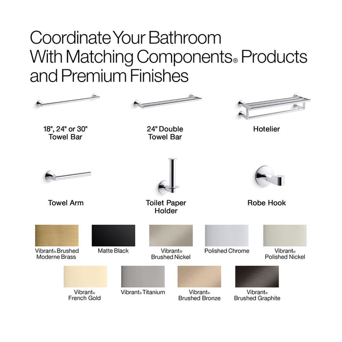 KOHLER K-78374 Components 30" towel bar, vibrant brushed moderne brass - view 2