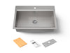 KOHLER K-80084-1PC Task 33" top-/undermount single-bowl workstation kitchen sink, stainless steel