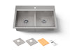 KOHLER K-80085-1PC Task Smart Divide 33" top-/undermount double-bowl workstation kitchen sink, stainless steel