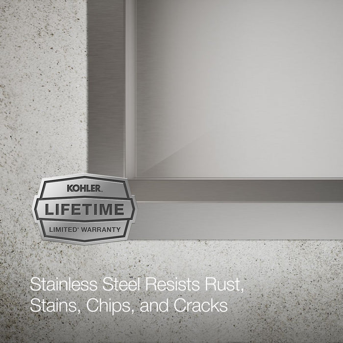 KOHLER K-80085-1PC Task Smart Divide 33" top-/undermount double-bowl workstation kitchen sink, stainless steel - view 3