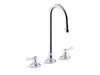 KOHLER K-800T70-4AKA Triton 1.0 gpm widespread bathroom sink faucet with aerated flow, gooseneck spout and lever handles,...
