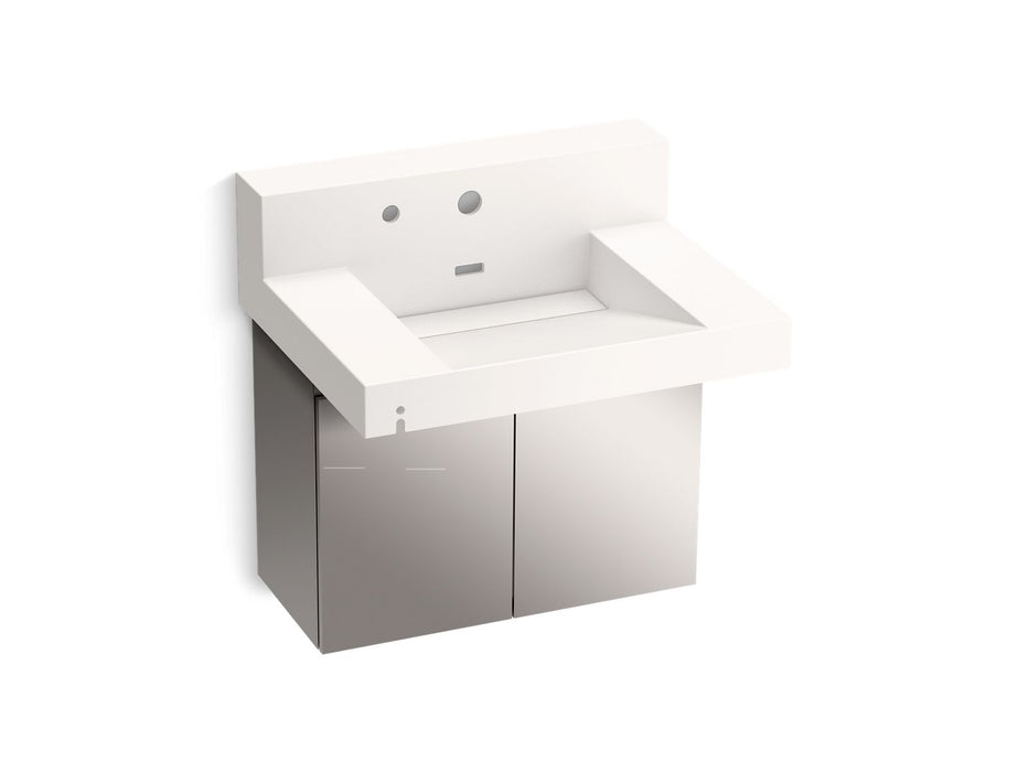 KOHLER K-81024-BSS Constellation 30" wall-mount lavatory system with backsplash, designer white