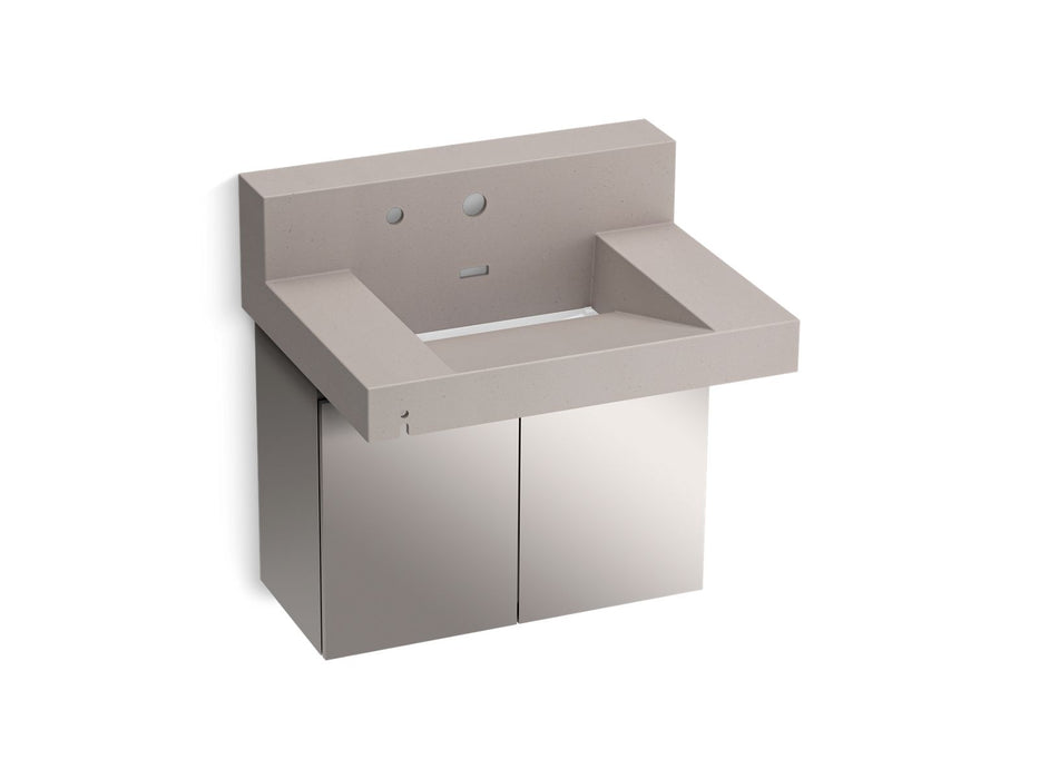 KOHLER K-81024-BSS Constellation 30" wall-mount lavatory system with backsplash, neutral concrete