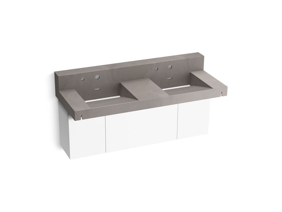 KOHLER K-81025-BPW Constellation 60" wall-mount basin lavatory system with backsplash, ash concrete