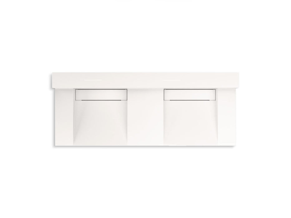 KOHLER K-81025-BPW Constellation 60" wall-mount basin lavatory system with backsplash, designer white