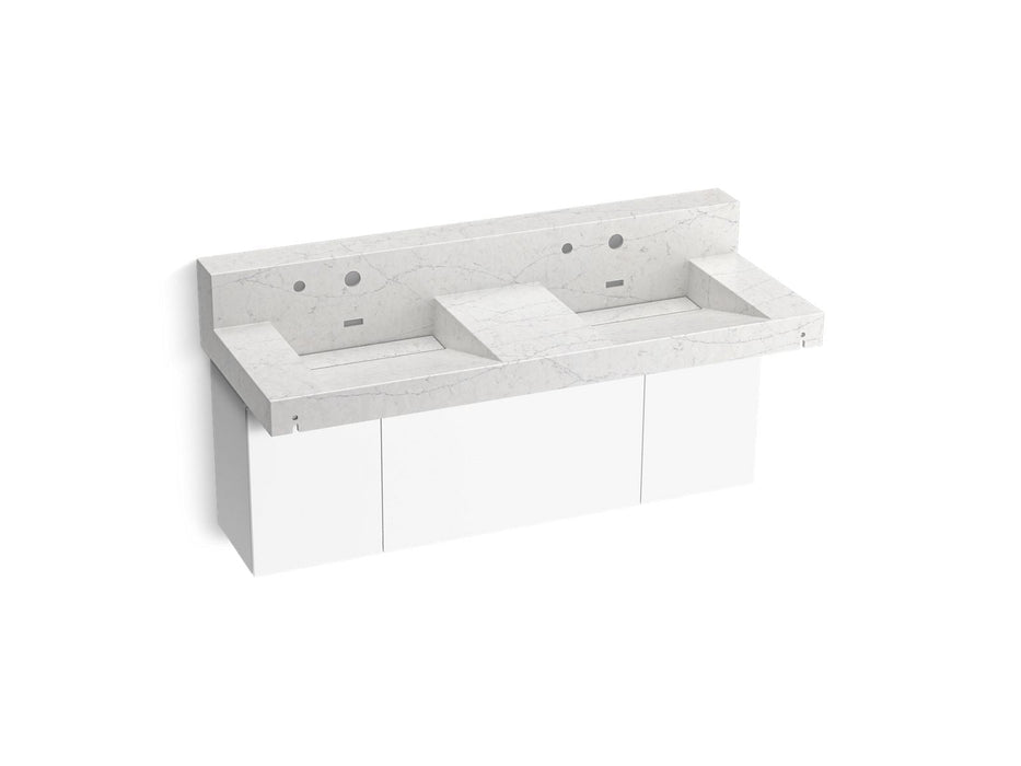 KOHLER K-81025-BPW Constellation 60" wall-mount basin lavatory system with backsplash, pearl jasmine