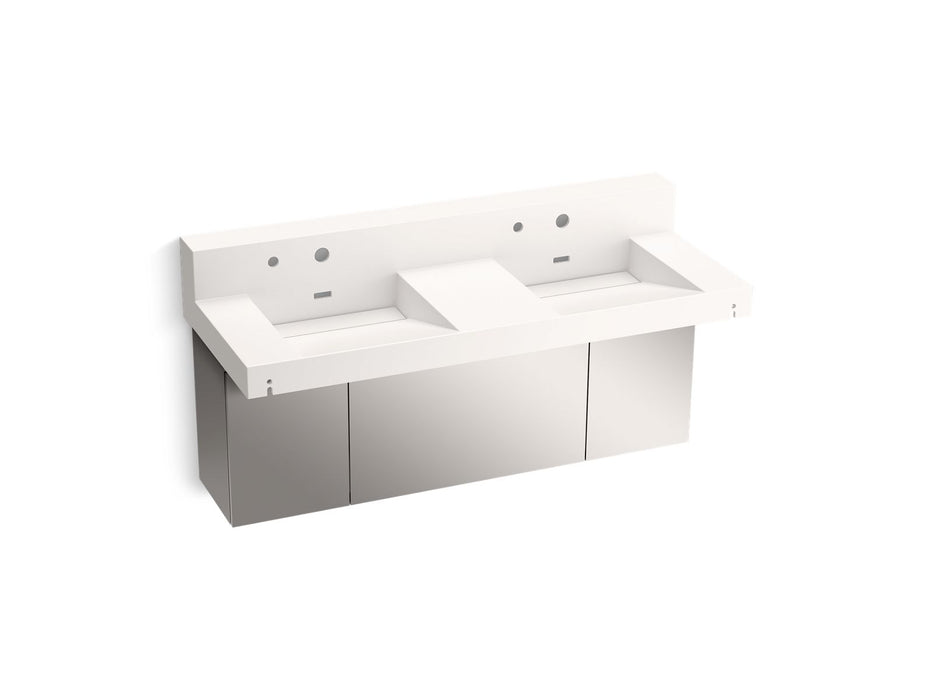 KOHLER K-81025-BSS Constellation 60" wall-mount basin lavatory system with backsplash, designer white
