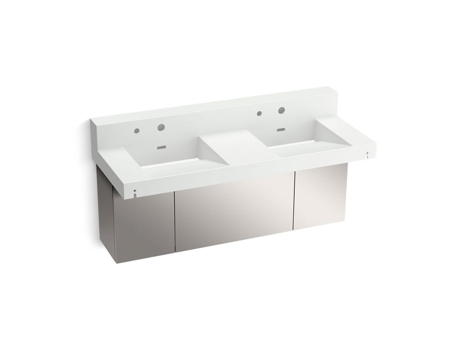 KOHLER K-81025-BSS Constellation 60" wall-mount basin lavatory system with backsplash, miami white