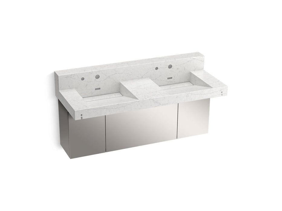 KOHLER K-81025-BSS Constellation 60" wall-mount basin lavatory system with backsplash, pearl jasmine