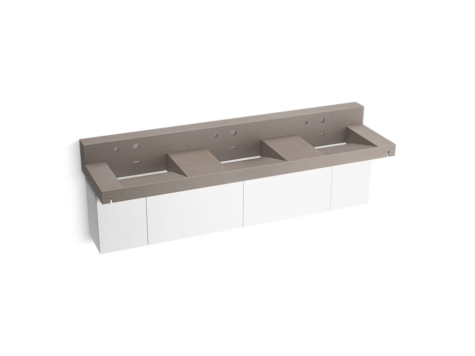 KOHLER K-81026-BPW Constellation 90" wall-mount basin lavatory system with backsplash, concrete