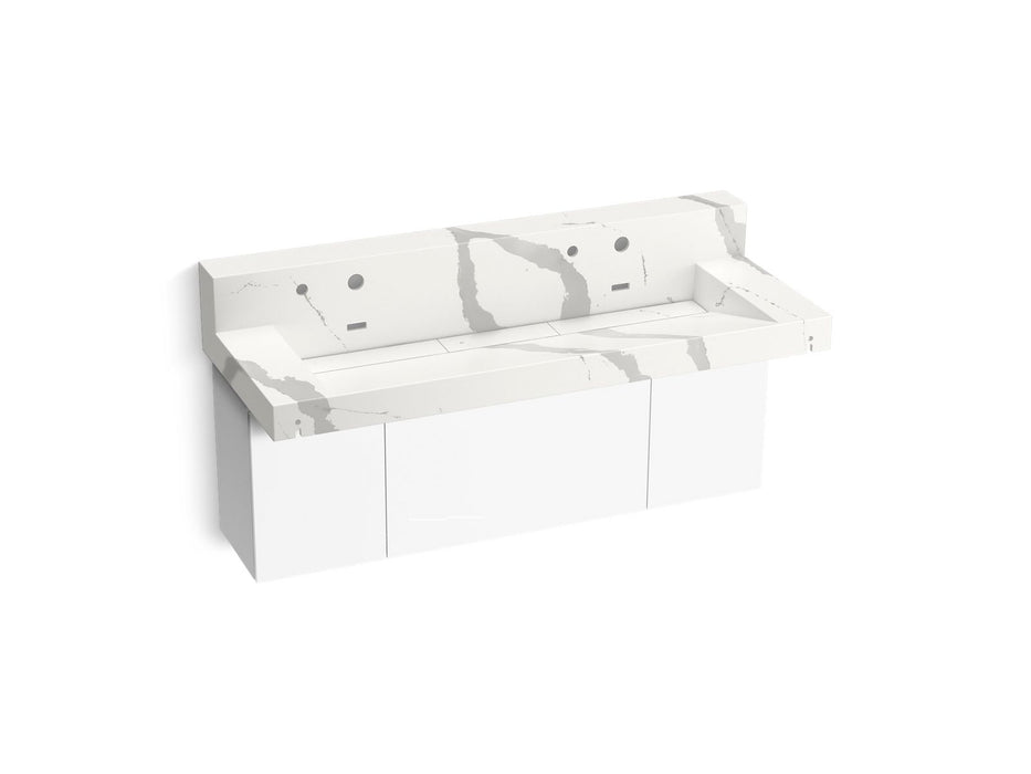 KOHLER K-81027-BPW Constellation 60" wall-mount trough lavatory system with backsplash, et bianco cal