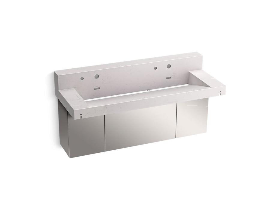 KOHLER K-81027-BSS Constellation 60" wall-mount trough lavatory system with backsplash, et statuario