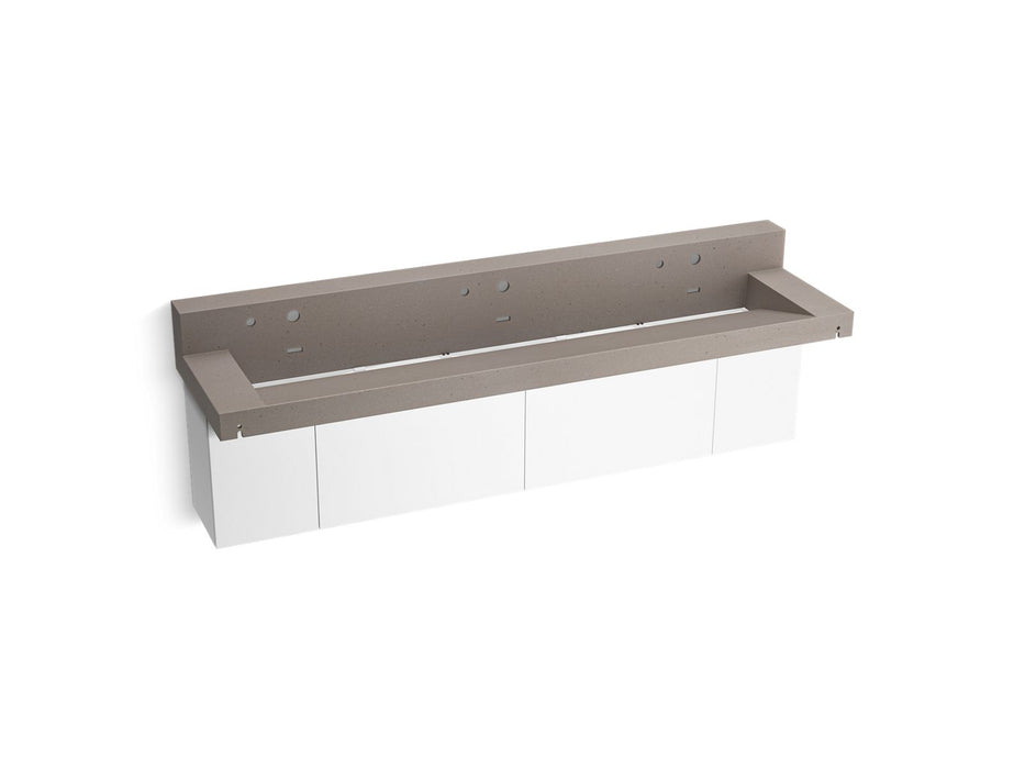 KOHLER K-81028-BPW Constellation 90" wall-mount trough lavatory system with backsplash, concrete