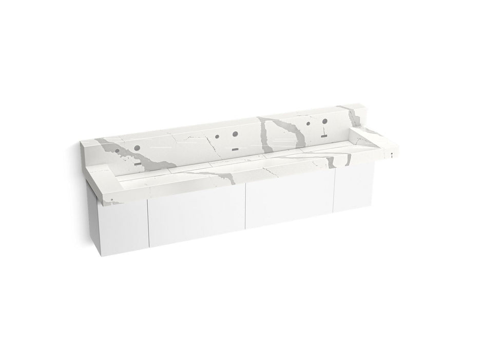 KOHLER K-81028-BPW Constellation 90" wall-mount trough lavatory system with backsplash, et bianco cal