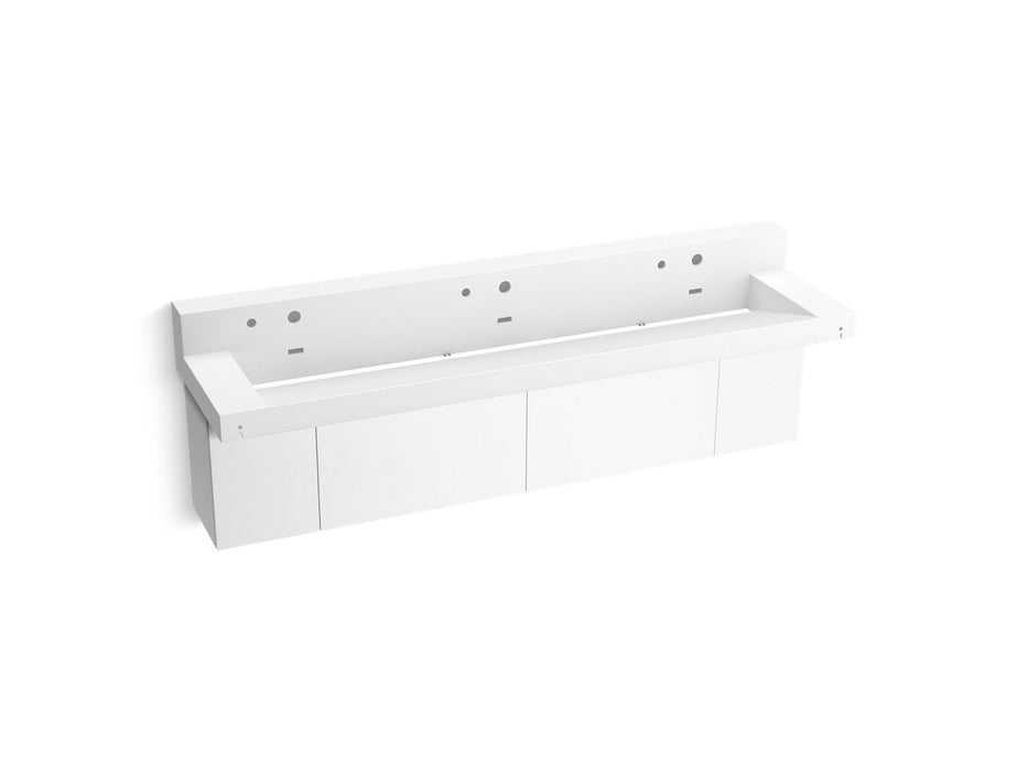 KOHLER K-81028-BPW Constellation 90" wall-mount trough lavatory system with backsplash, glacier white