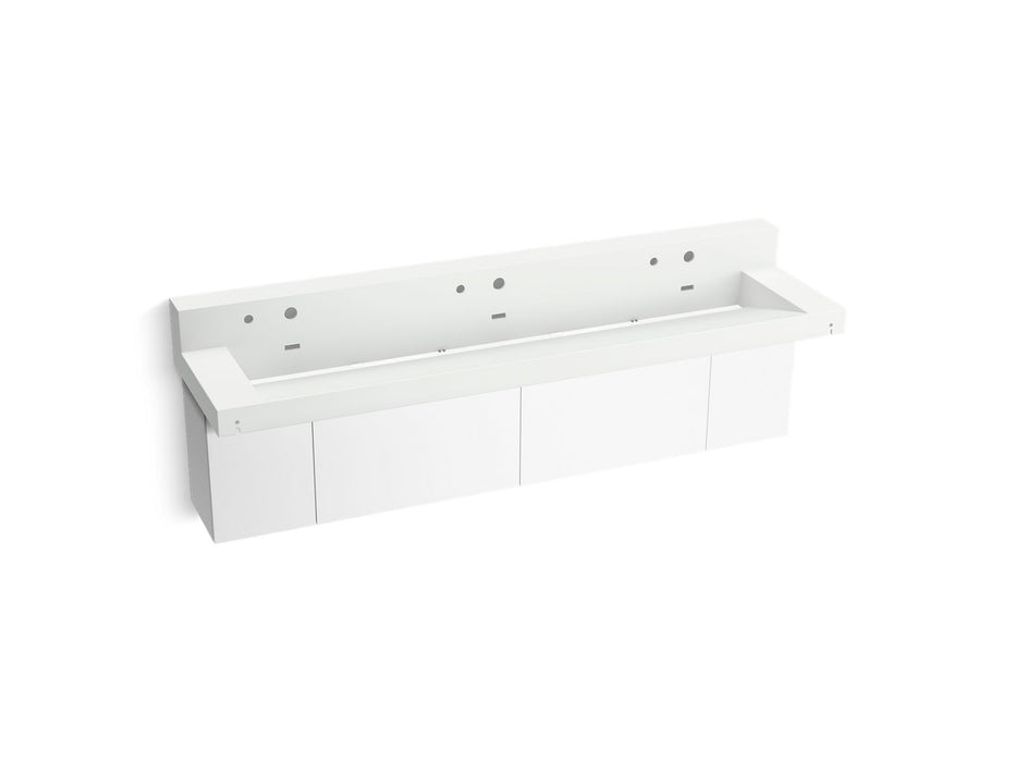 KOHLER K-81028-BPW Constellation 90" wall-mount trough lavatory system with backsplash, miami white