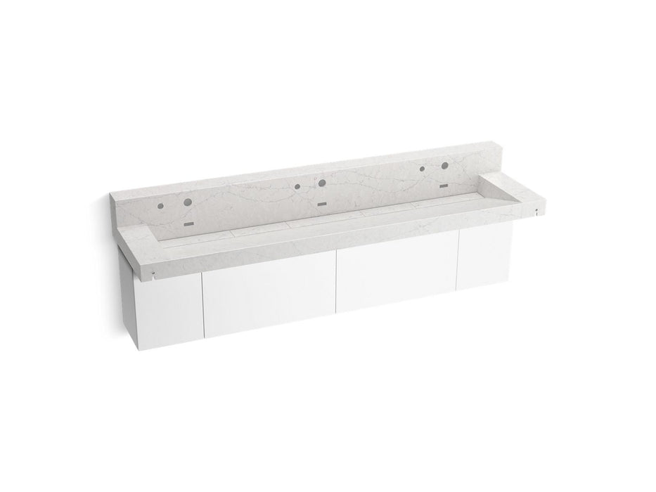 KOHLER K-81028-BPW Constellation 90" wall-mount trough lavatory system with backsplash, pearl jasmine