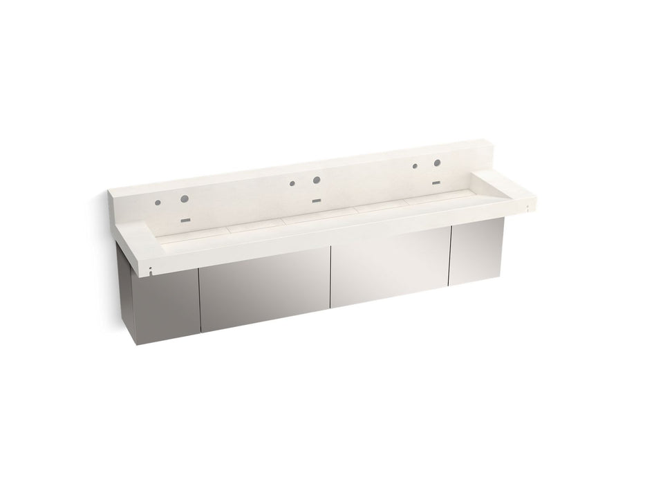 KOHLER K-81028-BSS Constellation 90" wall-mount trough lavatory system with backsplash, arrow root