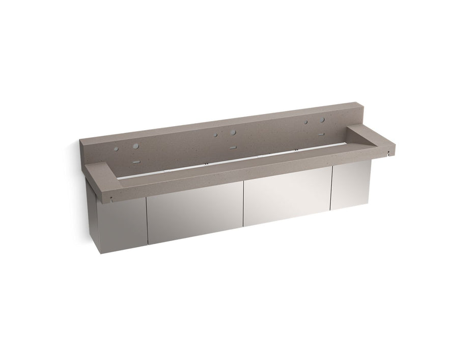 KOHLER K-81028-BSS Constellation 90" wall-mount trough lavatory system with backsplash, concrete