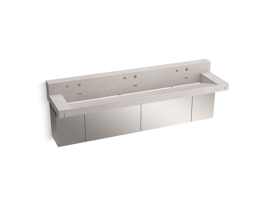 KOHLER K-81028-BSS Constellation 90" wall-mount trough lavatory system with backsplash, desertsilver