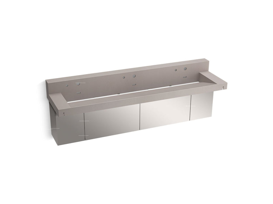 KOHLER K-81028-BSS Constellation 90" wall-mount trough lavatory system with backsplash, neutral concrete