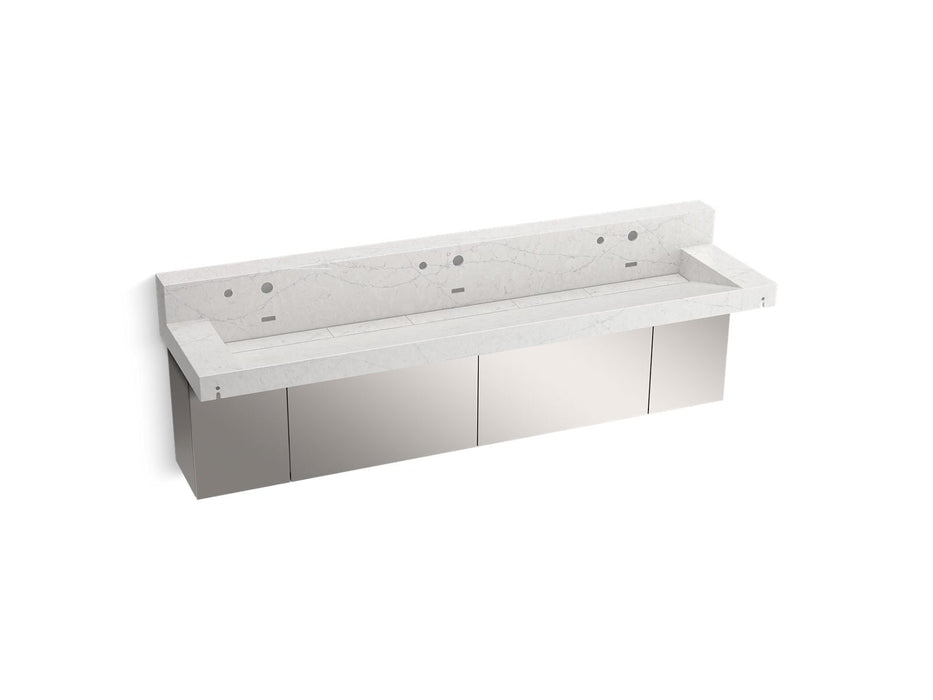 KOHLER K-81028-BSS Constellation 90" wall-mount trough lavatory system with backsplash, pearl jasmine