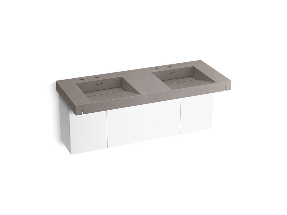 KOHLER K-81030-BPW Constellation 60" wall-mount basin lavatory system, ash concrete