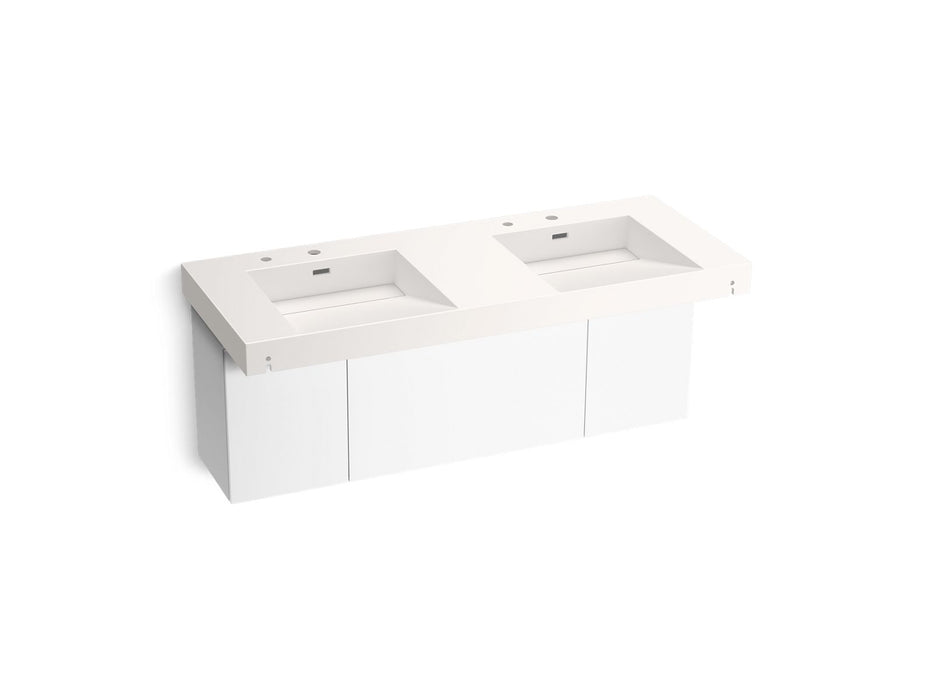KOHLER K-81030-BPW Constellation 60" wall-mount basin lavatory system, designer white