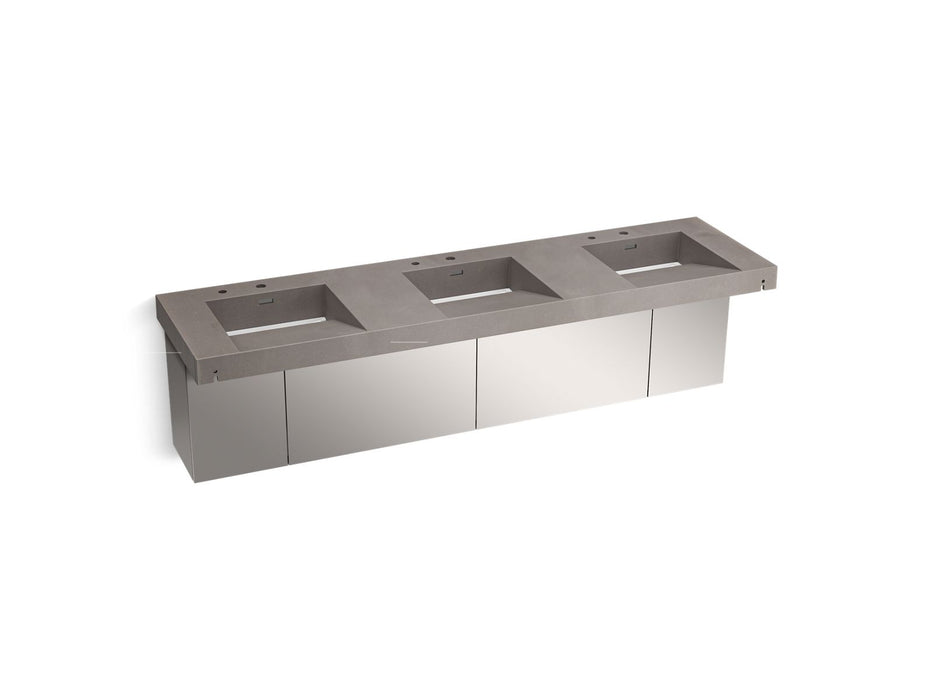 KOHLER K-81031-BSS Constellation 90" wall-mount basin lavatory system, ash concrete