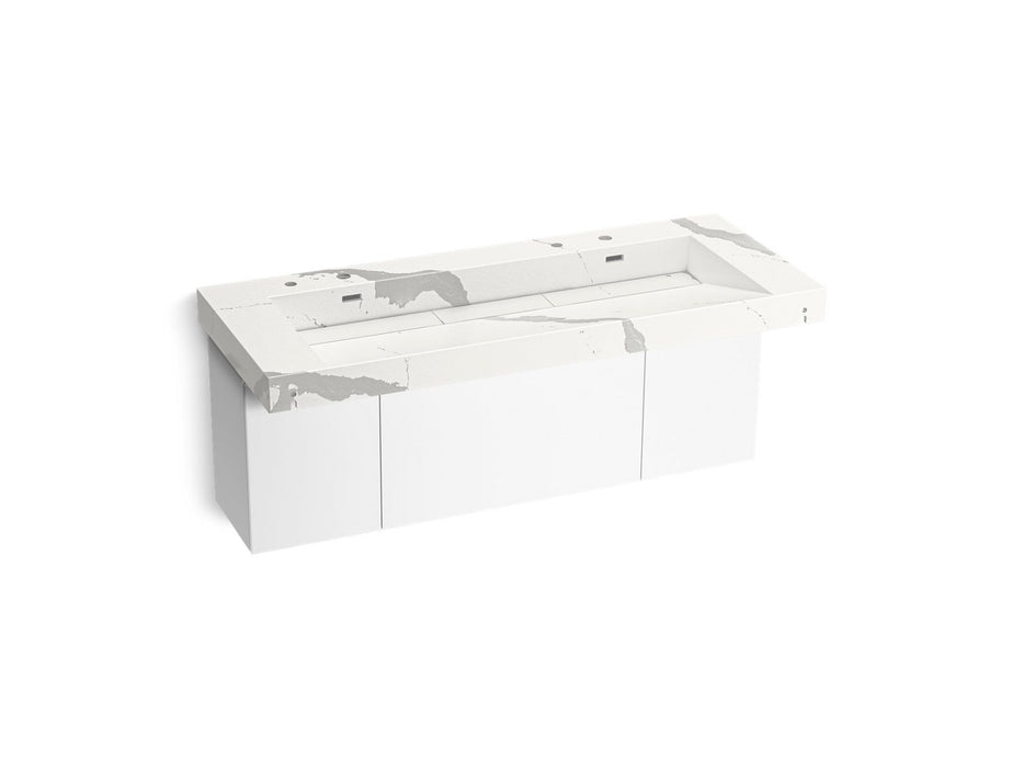 KOHLER K-81032-BPW Constellation 60" wall-mount trough lavatory system, et bianco cal