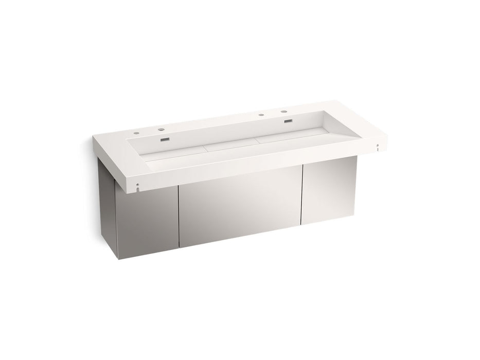 KOHLER K-81032-BSS Constellation 60" wall-mount trough lavatory system, designer white
