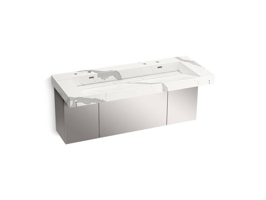 KOHLER K-81032-BSS Constellation 60" wall-mount trough lavatory system, et bianco cal