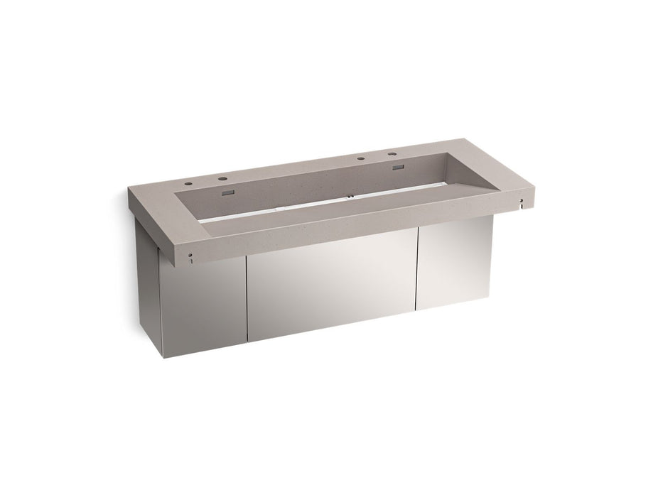 KOHLER K-81032-BSS Constellation 60" wall-mount trough lavatory system, neutral concrete