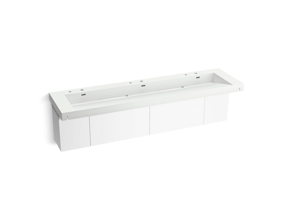 KOHLER K-81033-BPW Constellation 90" wall-mount trough lavatory system, miami white