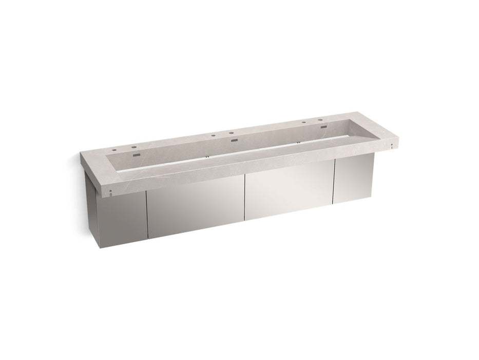 KOHLER K-81033-BSS Constellation 90" wall-mount trough lavatory system, desertsilver