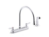 KOHLER K-810T71-4AFA Triton 1.8 gpm kitchen sink faucet with 9-5/16" gooseneck spout, matching finish sidespray, aerated...
