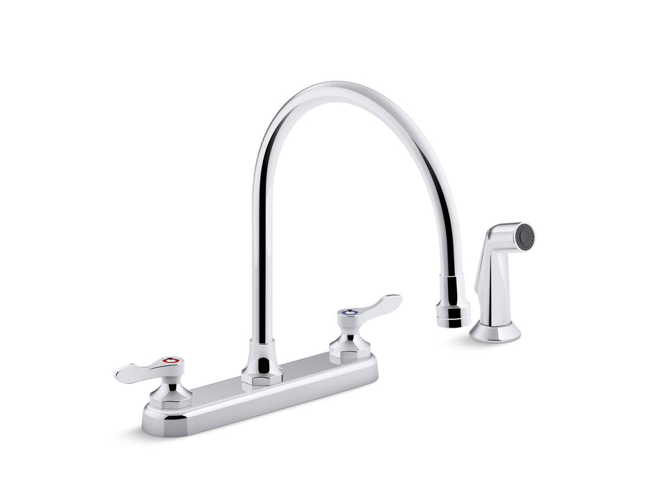 KOHLER K-810T71-4AFA Triton 1.8 gpm kitchen sink faucet with 9-5/16" gooseneck spout, matching finish sidespray, aerated...