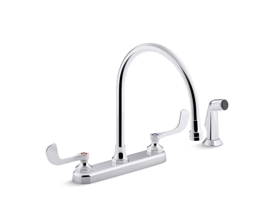 KOHLER K-810T71-5AHA Triton 1.5 gpm kitchen sink faucet with 9-5/16" gooseneck spout, matching finish sidespray, aerated...