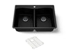 KOHLER K-8185-1 Kennon 33" top-/undermount double-bowl kitchen sink, matte black