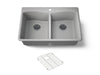 KOHLER K-8185-1 Kennon 33" top-/undermount double-bowl kitchen sink, matte grey