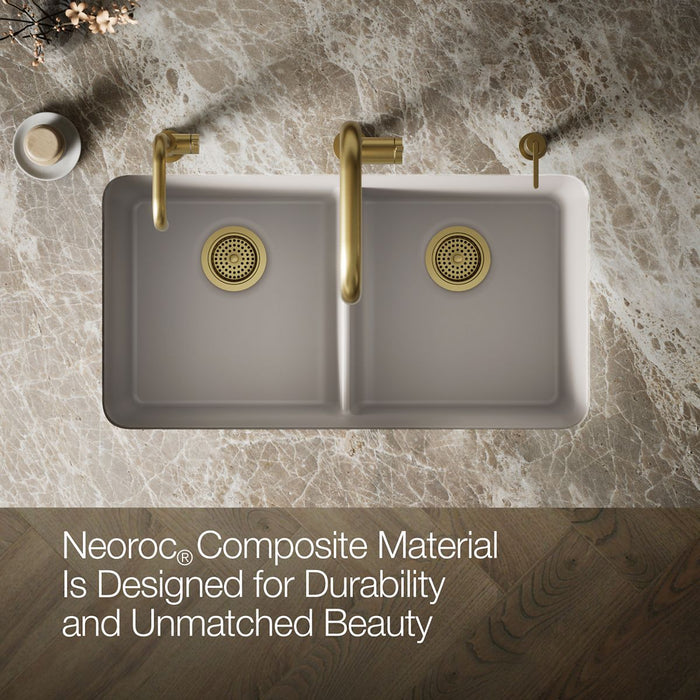 KOHLER K-8199 Cairn 33-1/2" undermount double-bowl kitchen sink, matte taupe - view 4