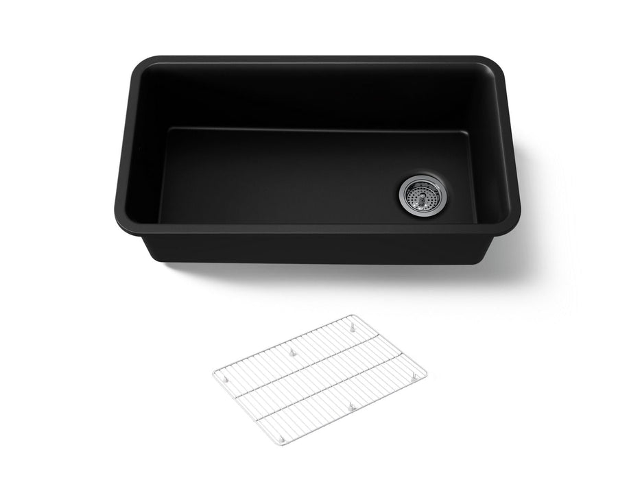 KOHLER K-8206 Cairn 33-1/2" undermount single-bowl kitchen sink, matte black