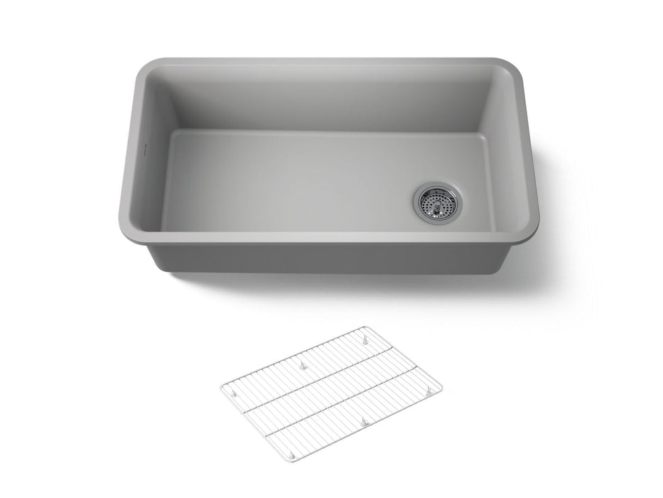 KOHLER K-8206 Cairn 33-1/2" undermount single-bowl kitchen sink, matte grey