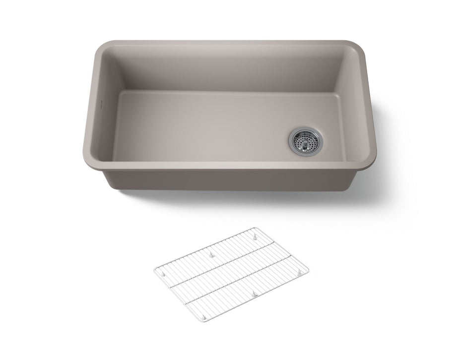 KOHLER K-8206 Cairn 33-1/2" undermount single-bowl kitchen sink, matte taupe