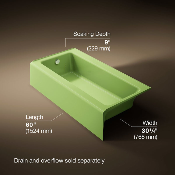 KOHLER K-837 Bellwether 60" x 30-1/4" alcove bath, left drain, fresh green - view 2