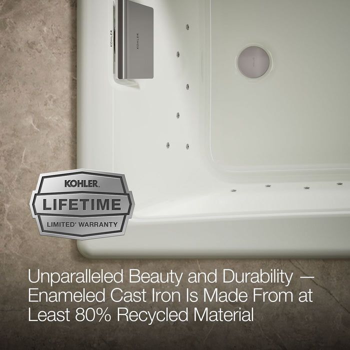 KOHLER K-852-GHCP Tea-for-Two 60" x 32" drop-in Heated BubbleMassage air bath, dune - view 5