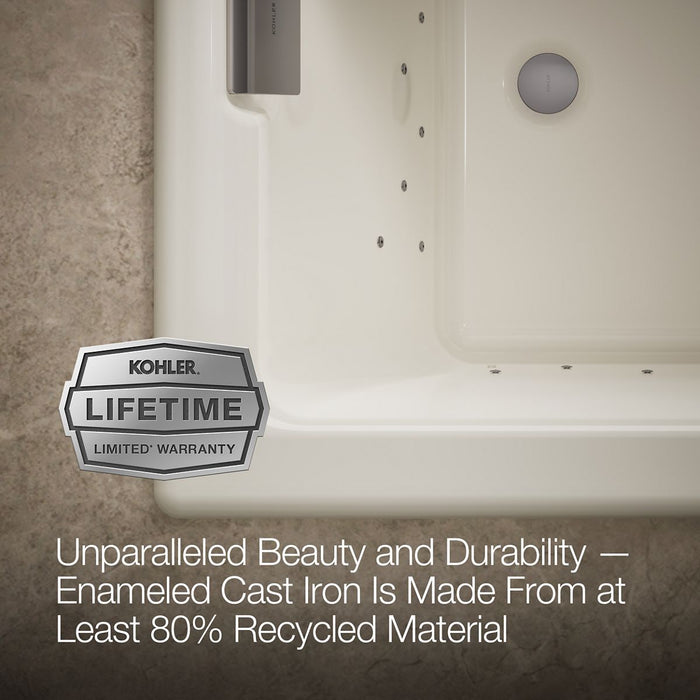 KOHLER K-856-GHCP Tea-for-Two 66" x 36" drop-in Heated BubbleMassage air bath