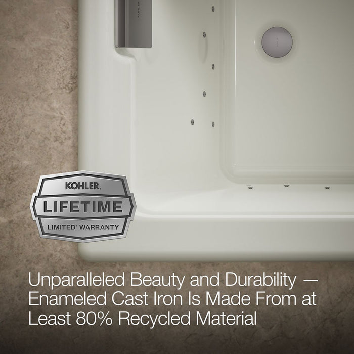 KOHLER K-856-GHCP Tea-for-Two 66" x 36" drop-in Heated BubbleMassage air bath