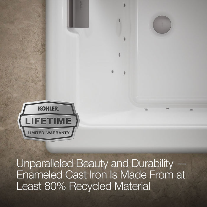KOHLER K-856-GHCP Tea-for-Two 66" x 36" drop-in Heated BubbleMassage air bath