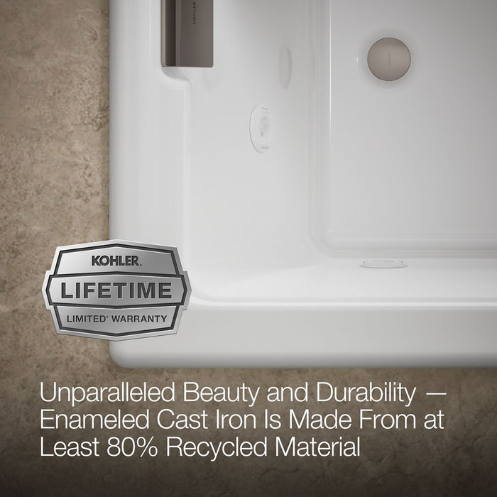 KOHLER K-856-JH Tea-for-Two 66" x 36" drop-in/undermount whirlpool bath, white - view 5